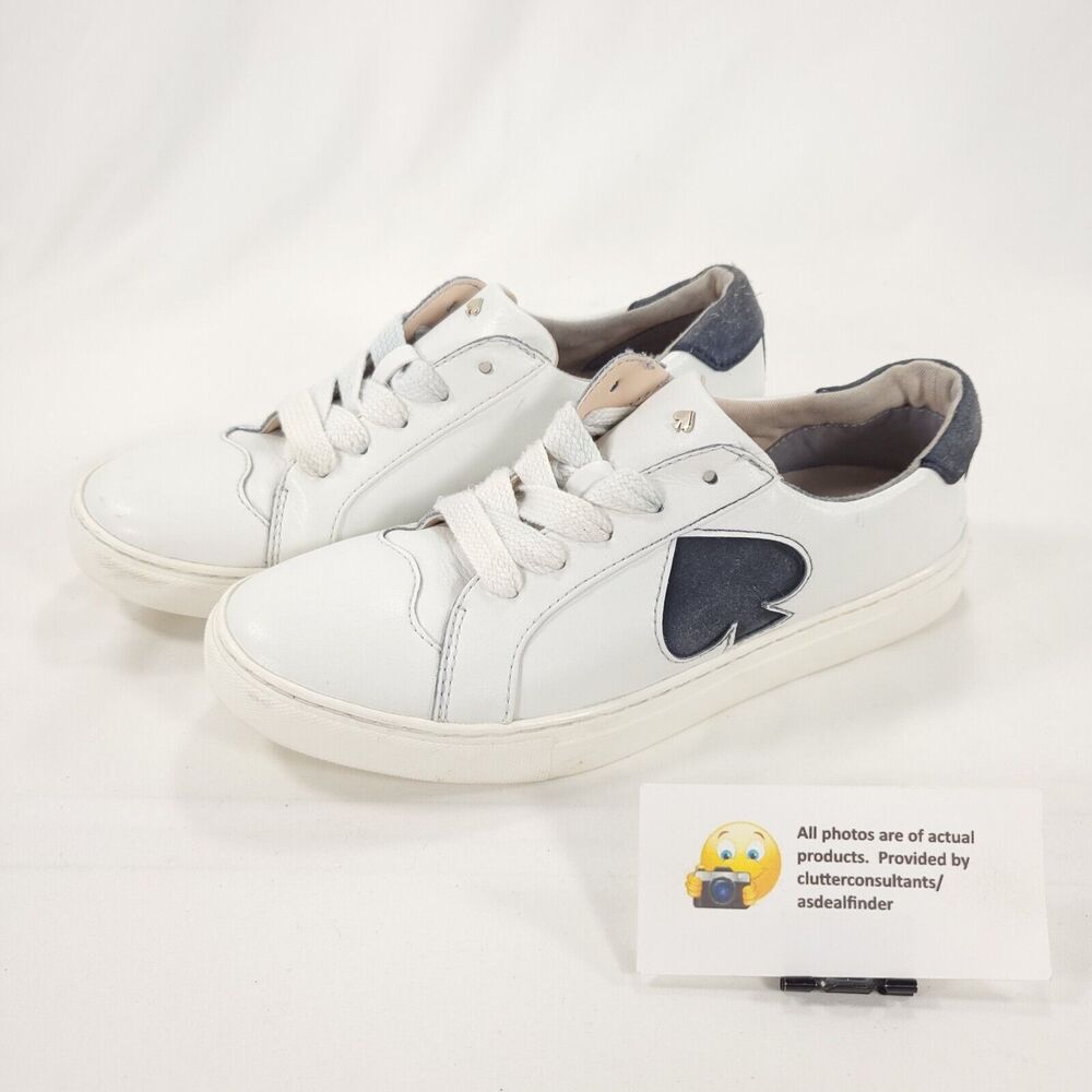Kate Spade Fez Lace Up Leather Sneaker Shoe Womens Size 6.5 White Black